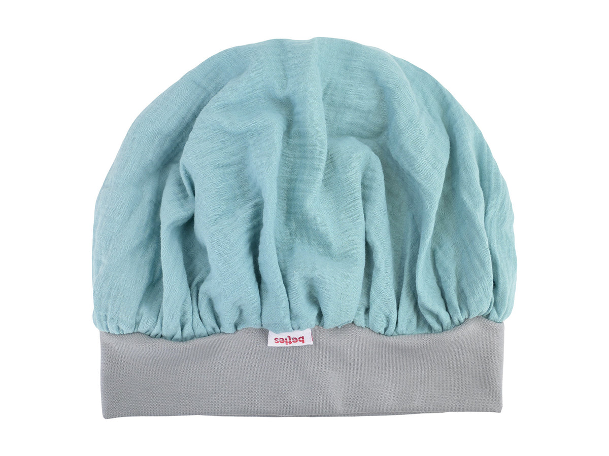  beties Musselin Bonnet Haarhaube Mineral Blau – 100% Bio-Baumwolle Musselin 