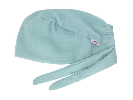  beties Musselin Schlafmütze OP-Haube – Mineralblau liegend – 100% Musselin 