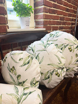 Mediterranean round cushion cover approx. 40 cm Ø made of 100% cotton - Olive design from the beties "Italy Collection"