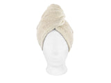 beties Savu Haarturban in Heubeige aus Soft-Frottee mit Leinen, Vorderansicht