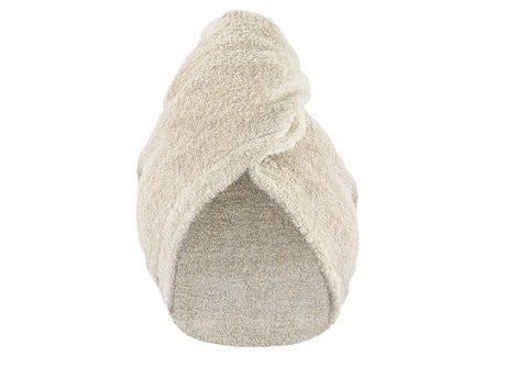 beties Savu Haarturban aus Soft-Frottee mit Leinen in Heubeige, Produktansicht