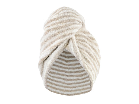 beties Savu Haarturban aus Soft-Frottee mit Leinen in Schilf-Hafermilch, Produktansicht