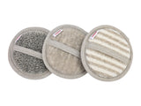 beties Savu Peeling-Pad rund 12 cm aus Massage-Frottee mit Leinen in allen drei Farben