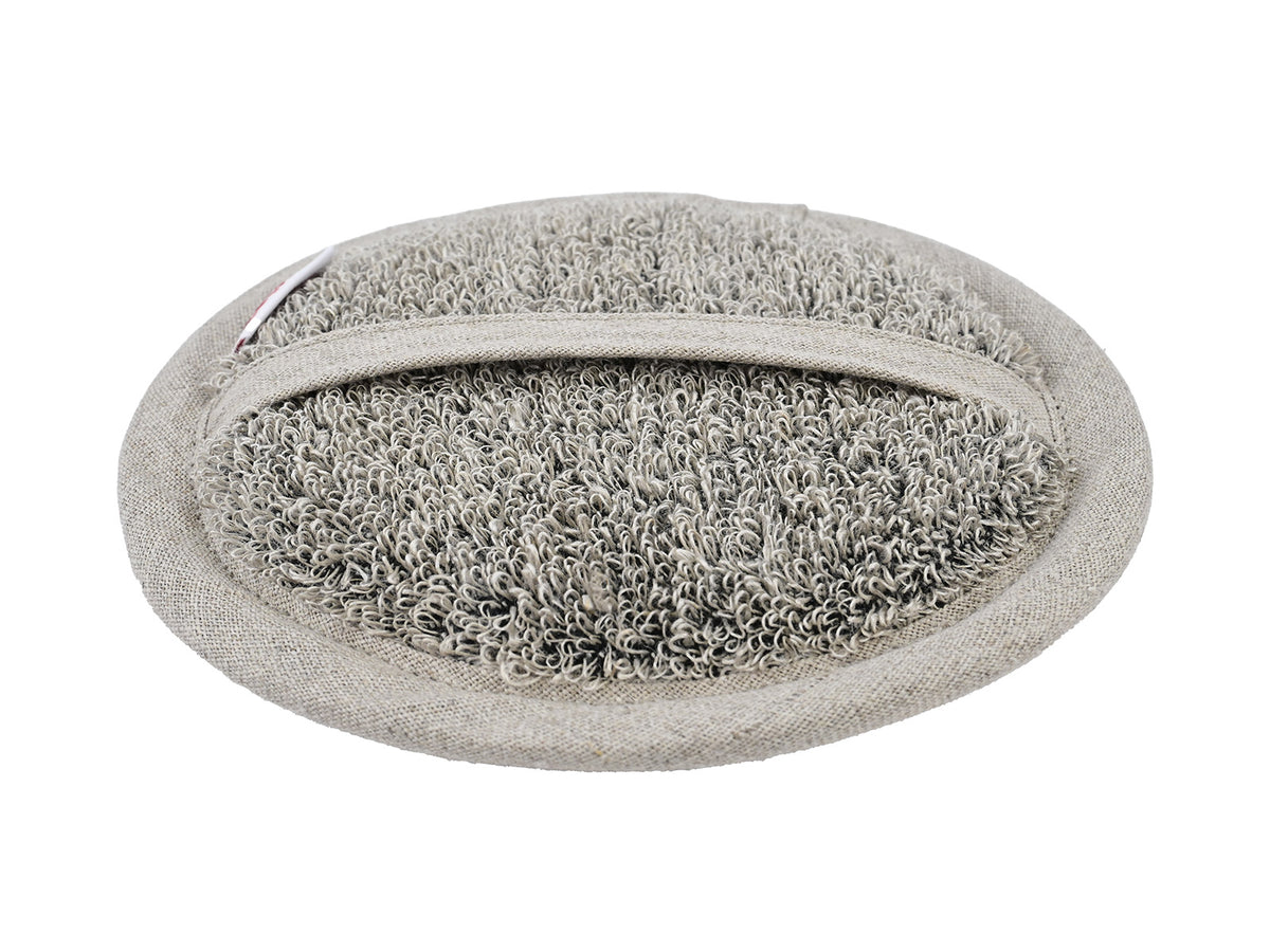 beties Savu Peeling-Pad rund 12 cm in Basaltgrau aus Massage-Frottee, Schrägansicht