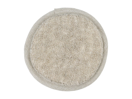 eties Savu Peeling-Pad rund 12 cm in Heubeige aus Massage-Frottee, Vorderseite