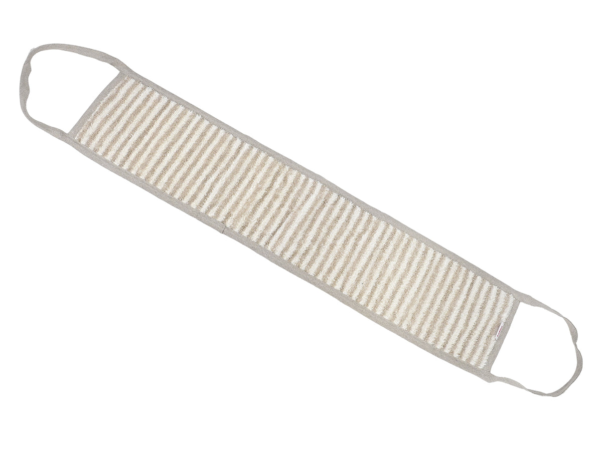 beties Savu Rückenwaschband 15x70 cm aus Massage-Frottee-Leinen in Schilf-Hafermilch