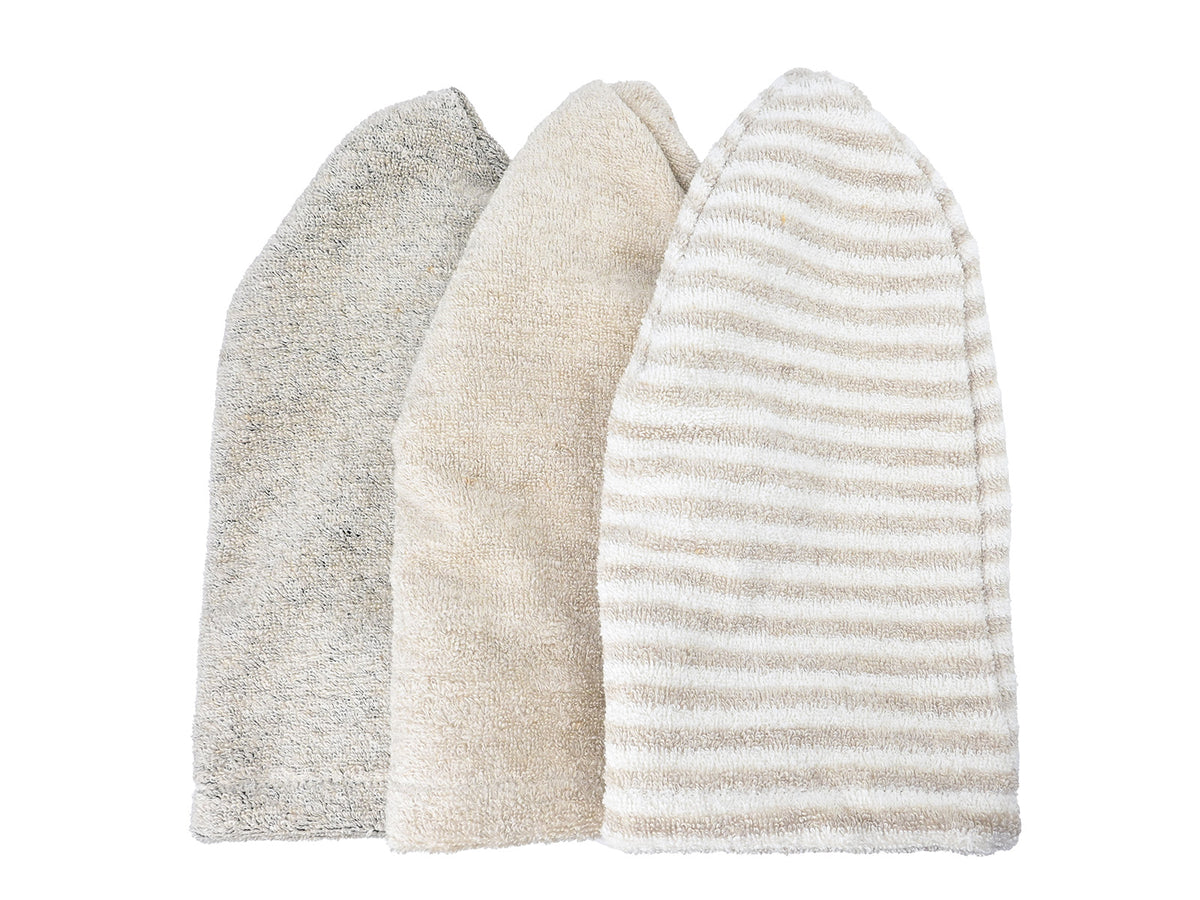 beties Savu Sauna-Beanie aus Soft-Frottee mit Leinen in allen drei Farben