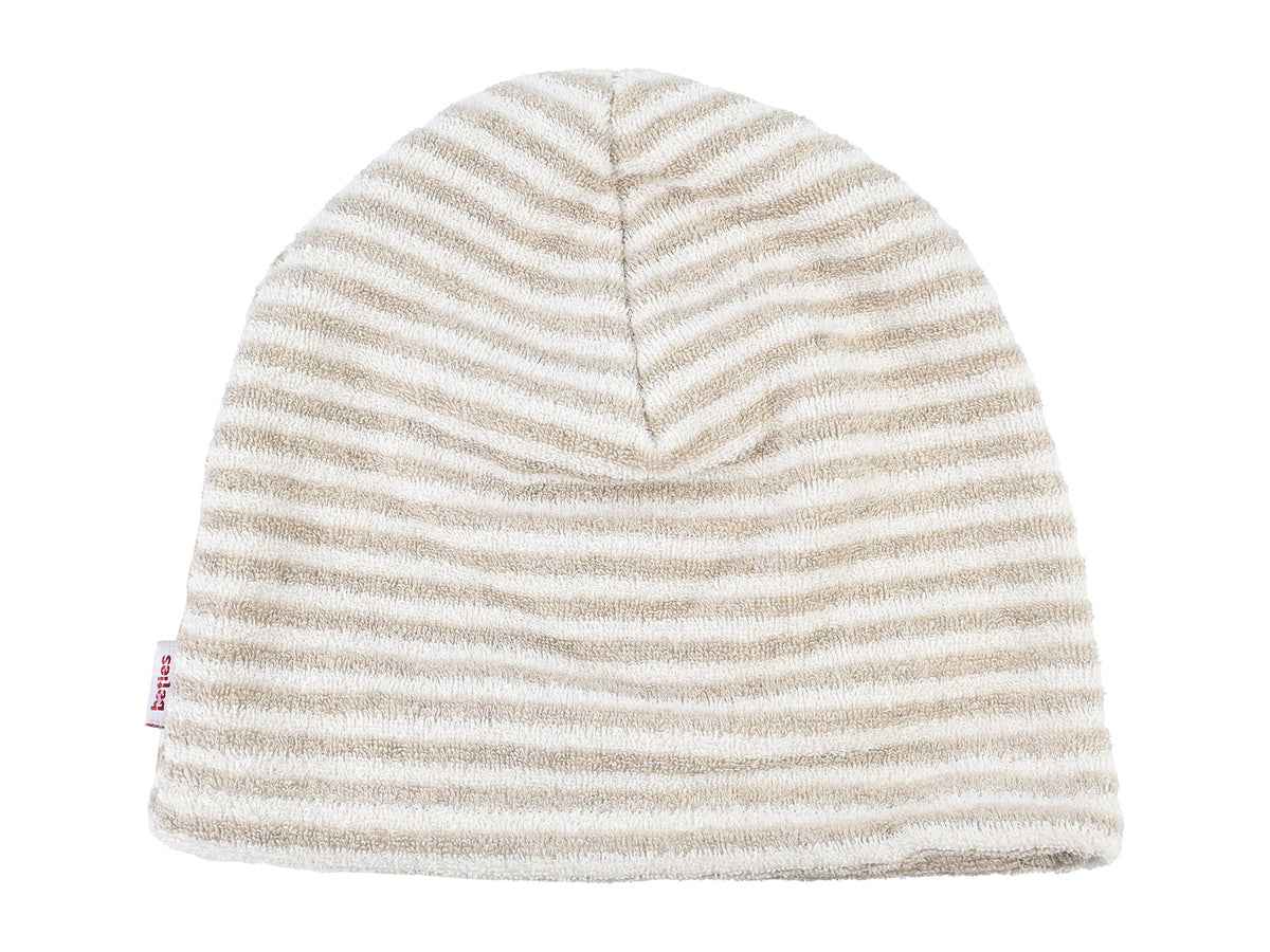 beties Savu Sauna-Beanie aus Soft-Frottee mit Leinen in Schilf-Hafermilch