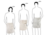 Größenangaben des beties Savu Sauna-Kilts 50x140 cm aus Soft-Leinen
