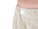 Detail des verschlusses am beties Savu Sauna-Kilt 50x140 cm in Heubeige