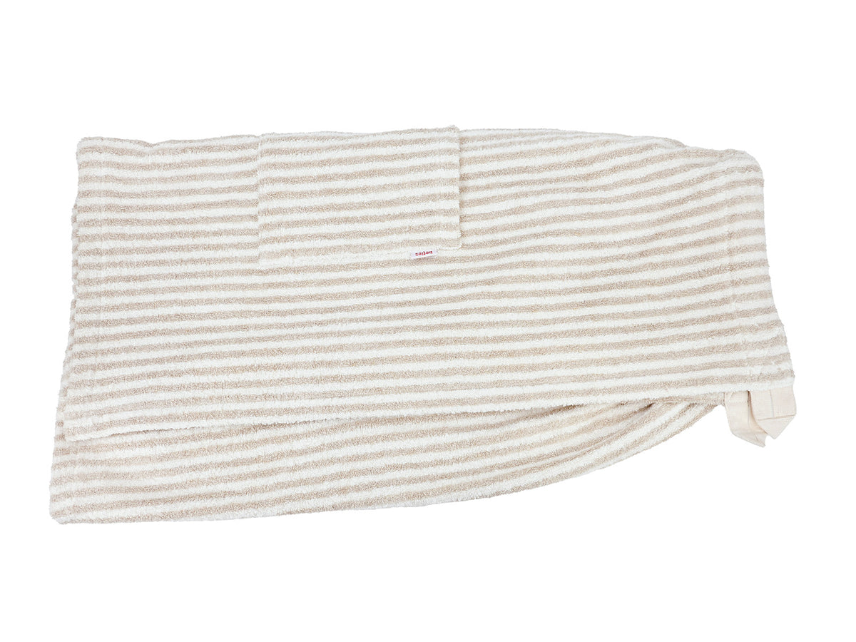 beties Savu Sauna-Kilt 70x140 cm in Schilf-Hafermilch, flach ausgebreitet