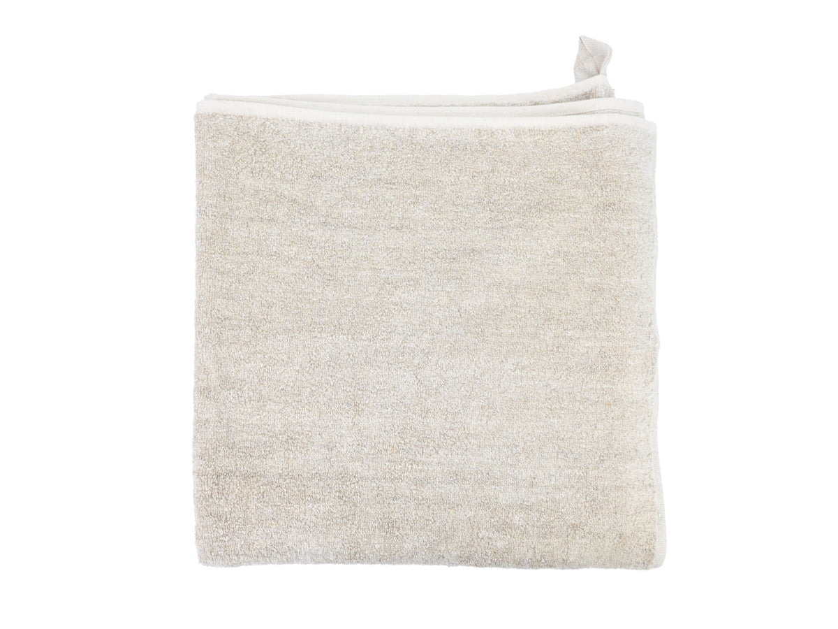beties Savu Duschtuch 65x140 cm aus soft-Frottee-Leinen in Heubeige, gefaltet