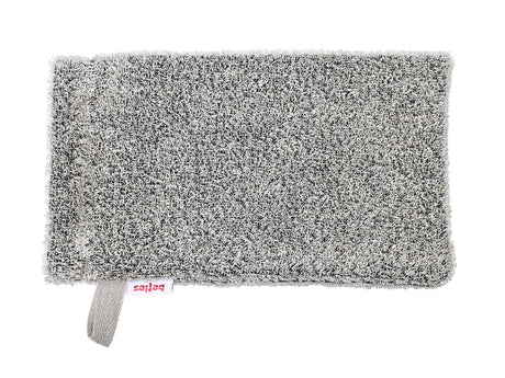 beties Savu Waschhandschuh 14x25 cm aus Massage-Frottee-Leinen in Basaltgrau