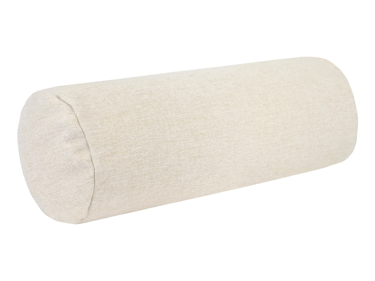  beties Wunschton Nackenrolle 15x40 cm Macciato Beige – Schrägansicht, melierter Möbelstoff Rollenkissen 