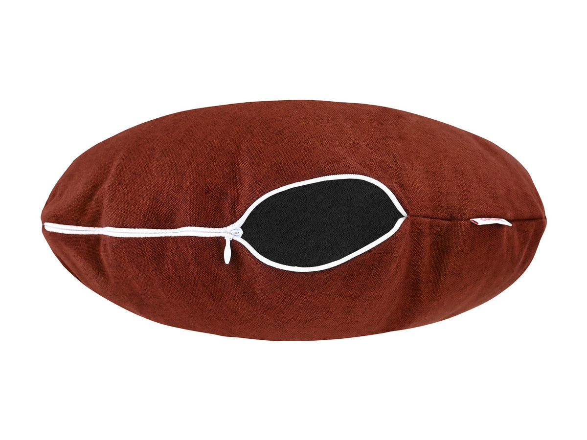  beties Wunschton Kissenhülle Rusty Bordeaux 40 cm rund – liegend mit offenem Reißverschluss 