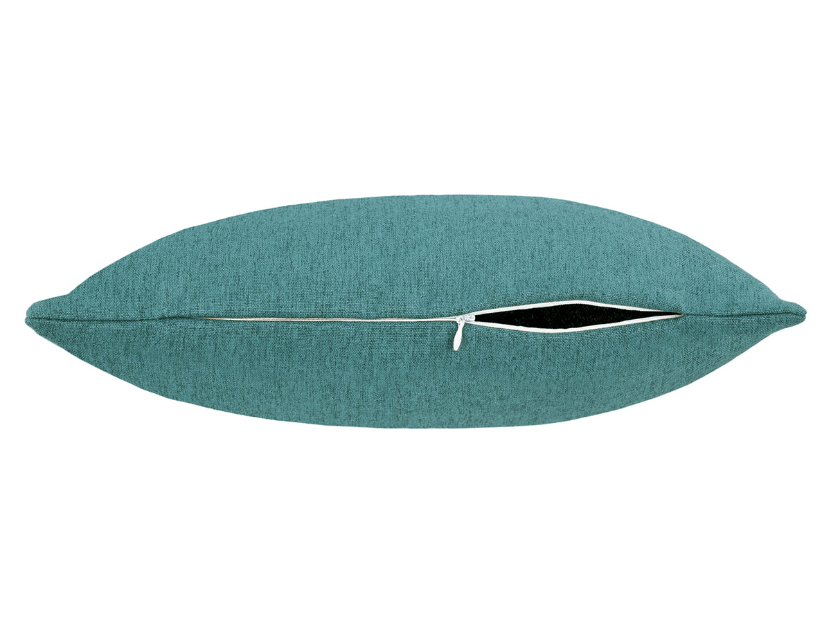 beties Wunschton Kissenhülle 60x60 cm Teal Petrol – liegend mit offenem Reißverschluss, melierter Möbelstoff