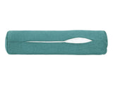  beties Wunschton Nackenrolle gefüllt 13x50 cm Teal Petrol – geöffneter Reißverschluss, melierter Möbelstoff 
