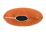  beties Wunschton Kissenhülle rund Ø60 cm Terracotta Orange – liegend mit offenem Reißverschluss, melierter Möbelstoff 