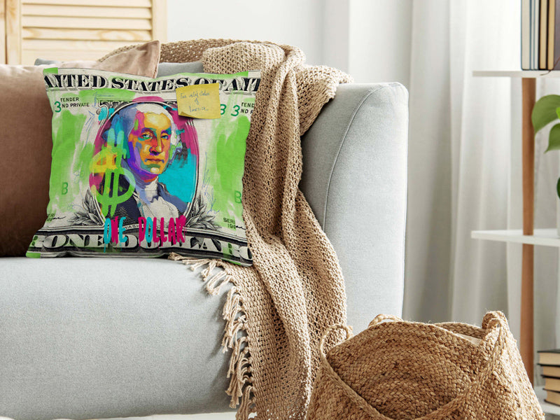 Pillow cover approx. 45x45 cm, mixed fabric, POP Collection, beties "Dollar"