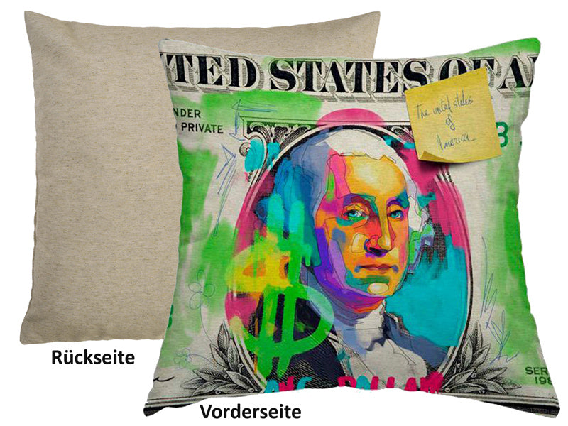 Pillow cover approx. 45x45 cm, mixed fabric, POP Collection, beties "Dollar"