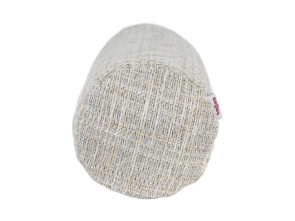  beties Outdoor-Nackenrolle 15x40 cm Beige-Melange Seitenansicht – wetterfeste Kissenhülle für Gartenliege 