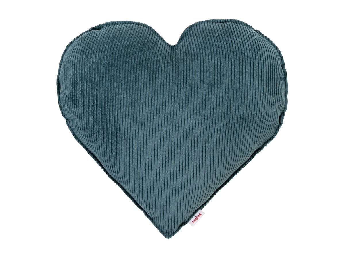 Gefuelltes Herzkissen ca. 35x40 cm aus Cord-Samt in der Farbe nord-blau aus der beties "HYggelig No.1" Kollektion.