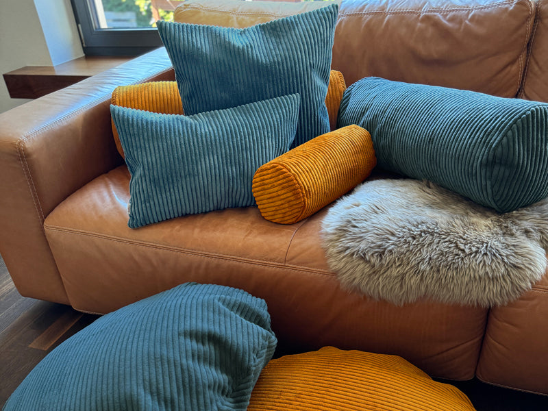 Neck roll cover approx. 15x40 cm, corduroy velvet block, beties "HYggelig No.2" cushion cover in interior decorator quality from a German company