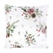 Weisse Kissenhuelle ca. 40x40 cm – Winterdeko mit rosa gefrosteten Rosen, Kieferzapfen und Zweigen im Alloverdruck – 100% Baumwolle – Aus der beties Magie des Winters "Frost-Rose" Kollektion.