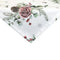 Weisse XS-Mitteldecke – Winterdeko mit rosa, gefrosteten Rosen, Kieferzapfen und Zweigen im Alloverdruck – 100% Baumwolle – aus der beties Magie des Winters "Frost-Rose" Kollektion.