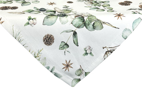 Mitteldecke ca. 80x80 cm – Winterdeko mit Tannenzapfen – 100% Baumwolle – aus der beties Kollektion, Magie des Winters "Moggl"