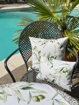 Mediterranean round cushion cover approx. 50 cm Ø made of 100% cotton - Olive design from the beties "Italy Collection"