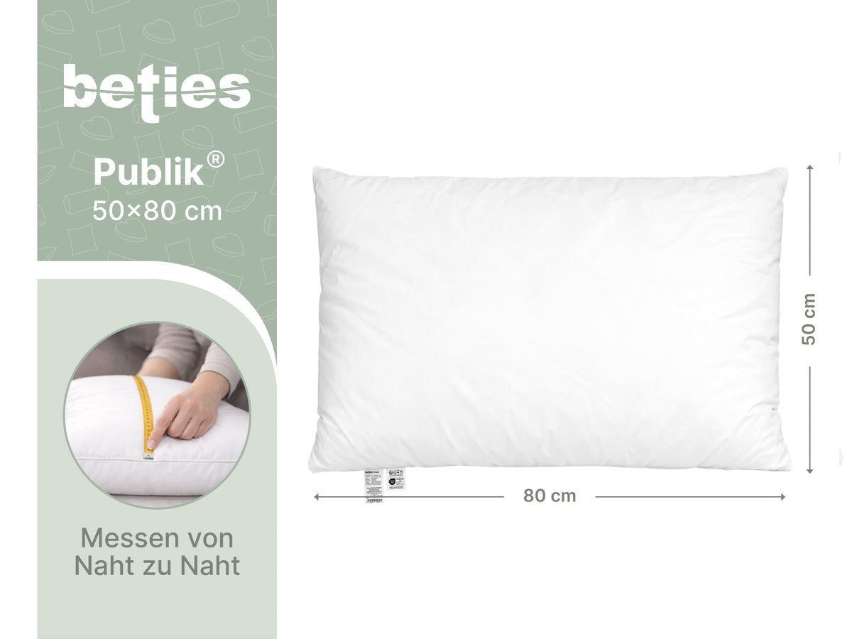  beties Publik Federkissen Fuellkissen 50x80 cm – Masszeichnung mit Breite und Hoehe in Zentimeter 