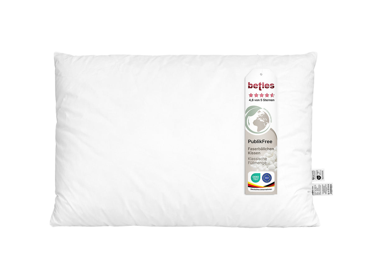 beties PublikFree Polyesterflocken Füllkissen 40x60 cm – Etikett – Polyester, vegan, waschbar, Made in Europe
