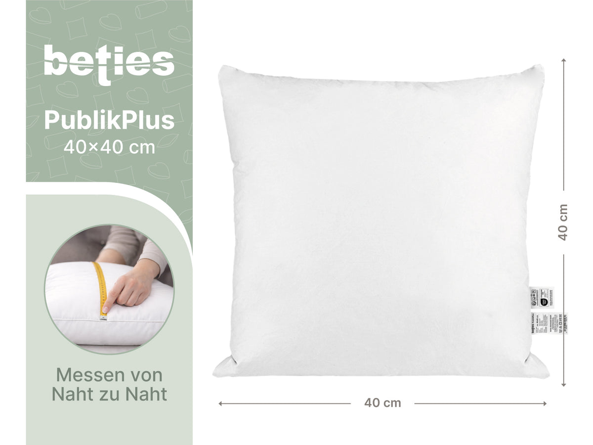 beties publikplus federkissen fuellkissen 40x40 mit maß