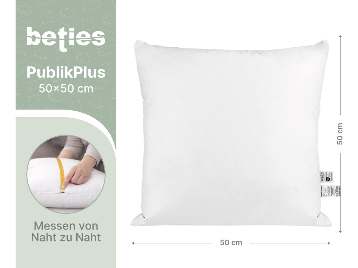  beties Publikplus Federkissen Fuellkissen 50x50 cm Masszeichnung mit Breite und Hoehe 