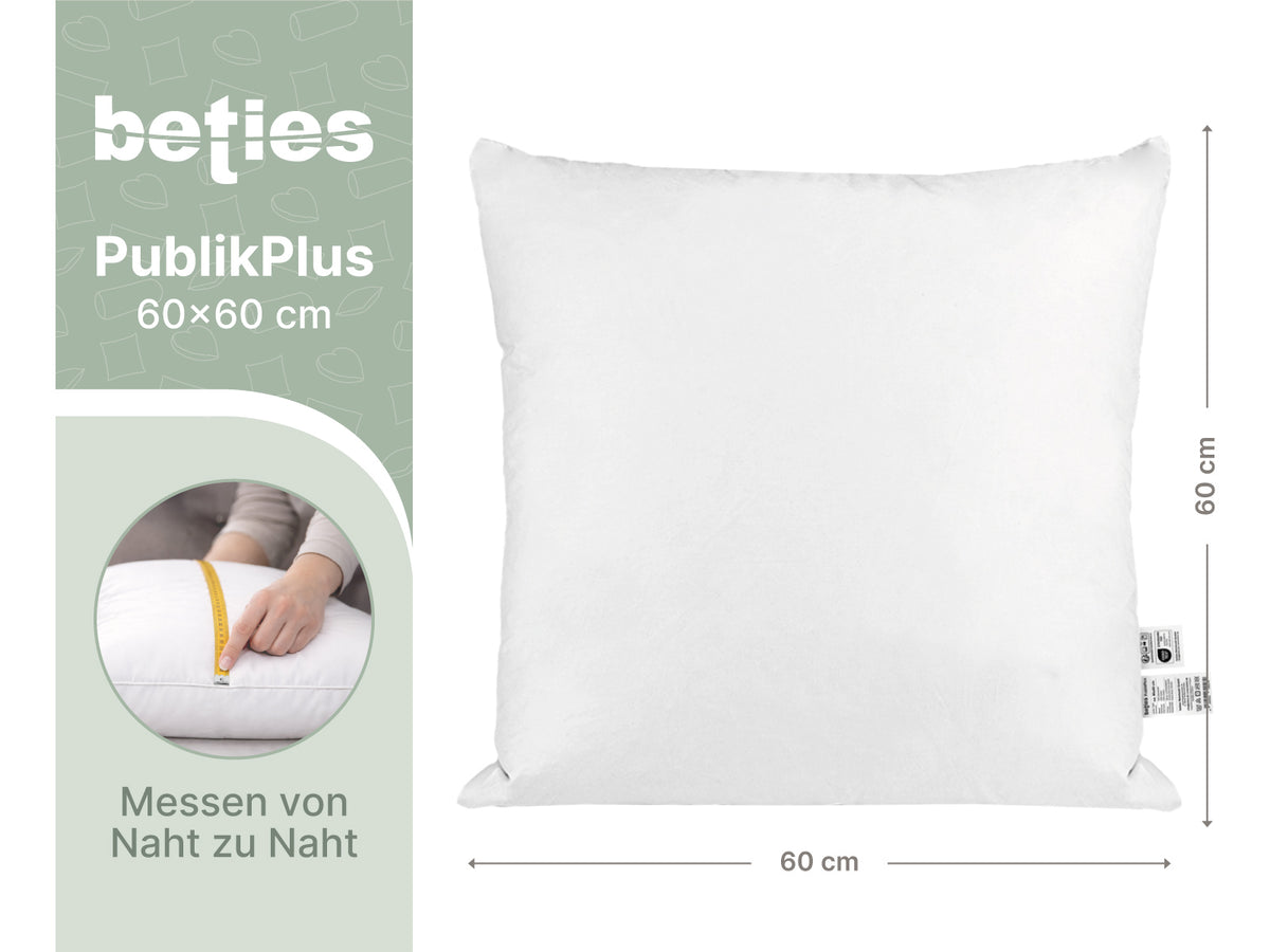  beties Publikplus Federkissen Fuellkissen 60x60 cm Masszeichnung mit Breite und Hoehe 