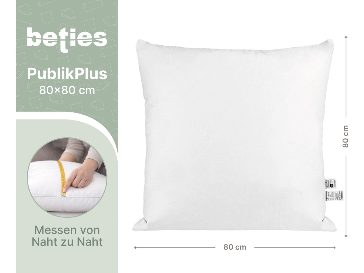 beties Publikplus Federkissen Fuellkissen 80x80 cm Masszeichnung mit Breite und Hoehe 