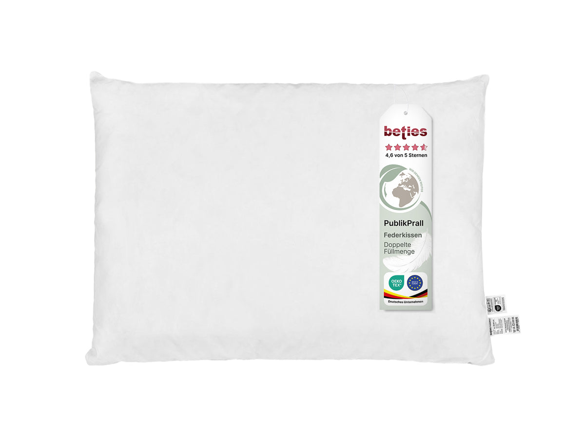 Federkissen 50x60 cm festes Rückenpolster – 100 % Mehrfüllung | PublikPrall